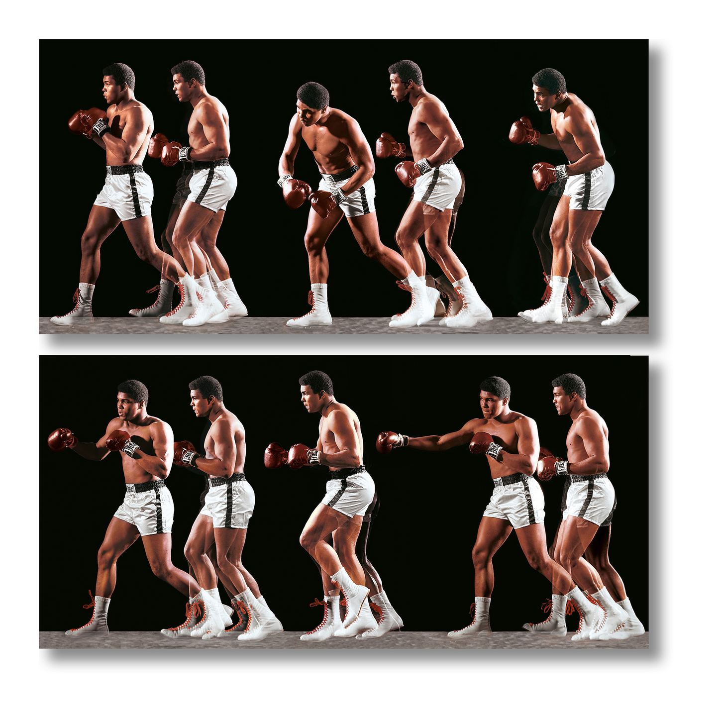 Neil Leifer. Homage to Ali. ‘Ali Invents the Double-Clutch Shuffle, 1966’ (AP)