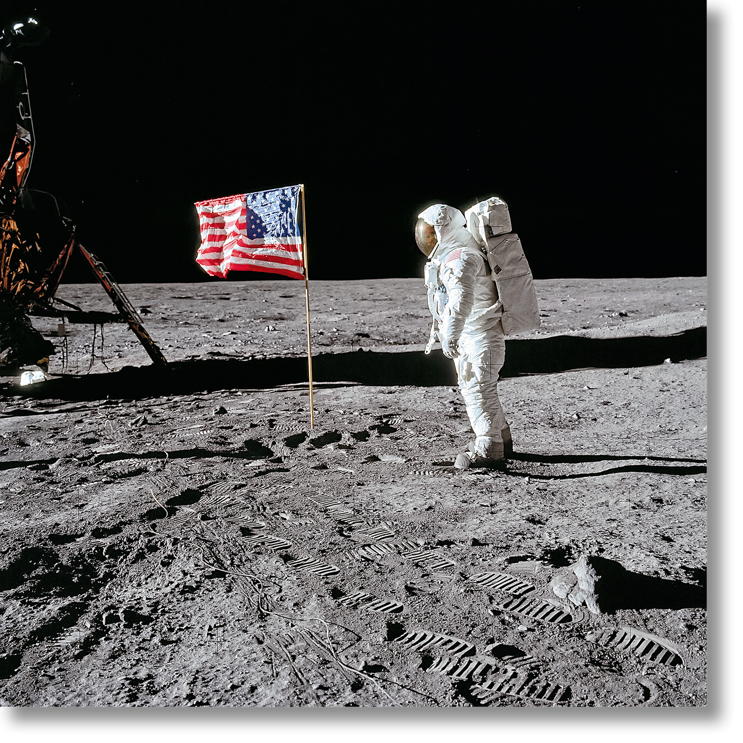 Aldrin, Apollo 11, Flag on the Moon (SA)